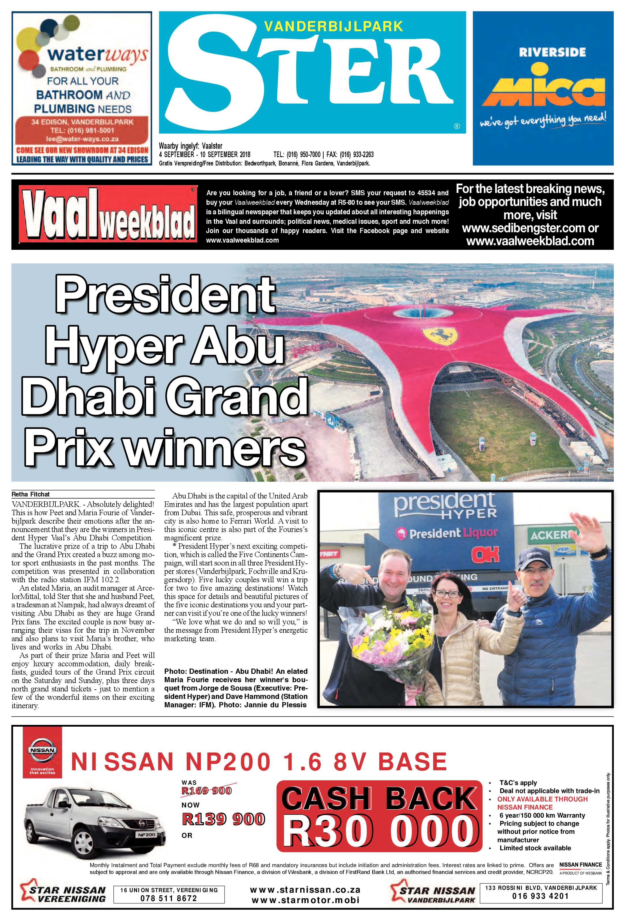 Vanderbijlpark Ster 4 – 10 September 2018 page 1