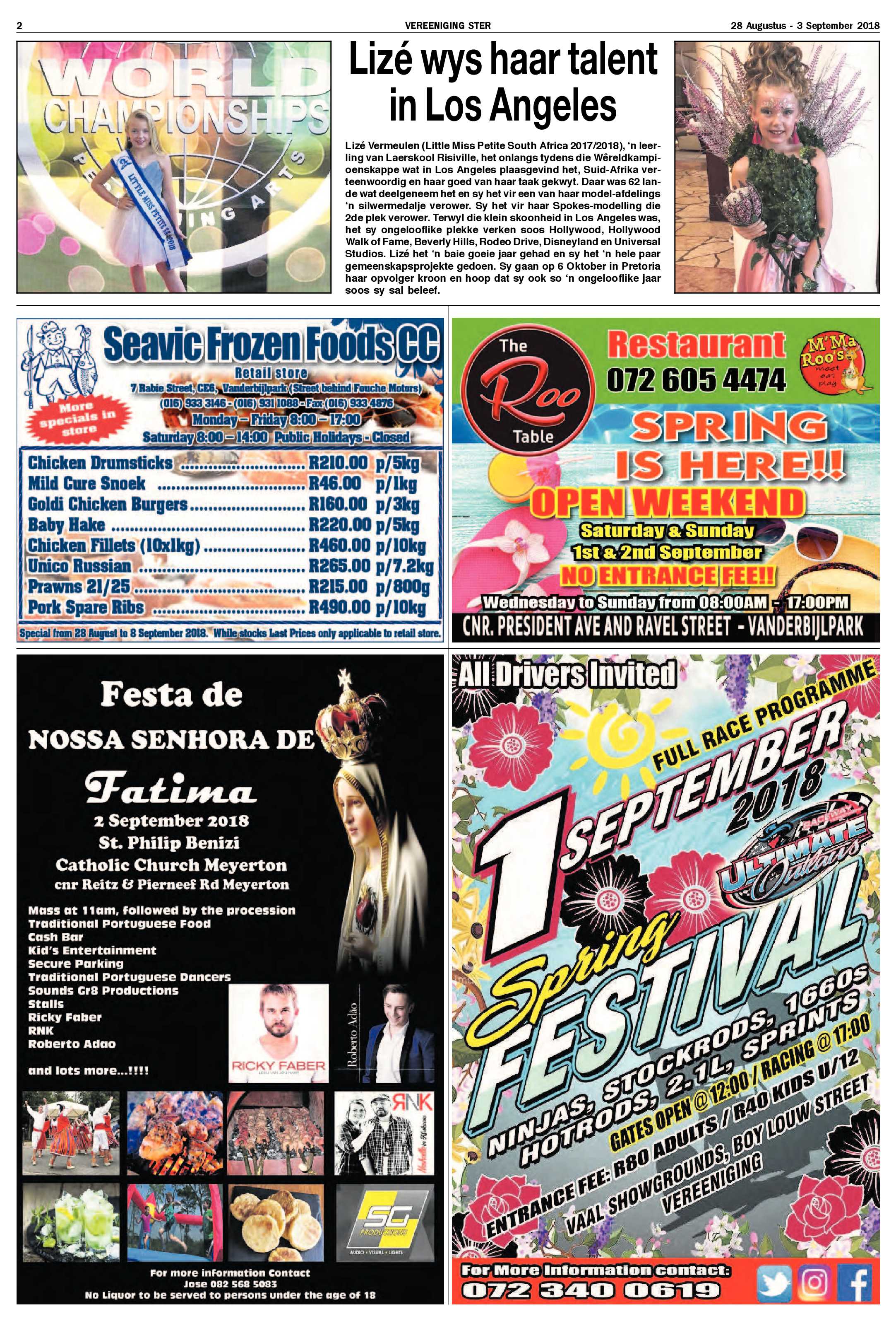 Vereeniging Ster 28 Augustus – 3 September 2018 page 2