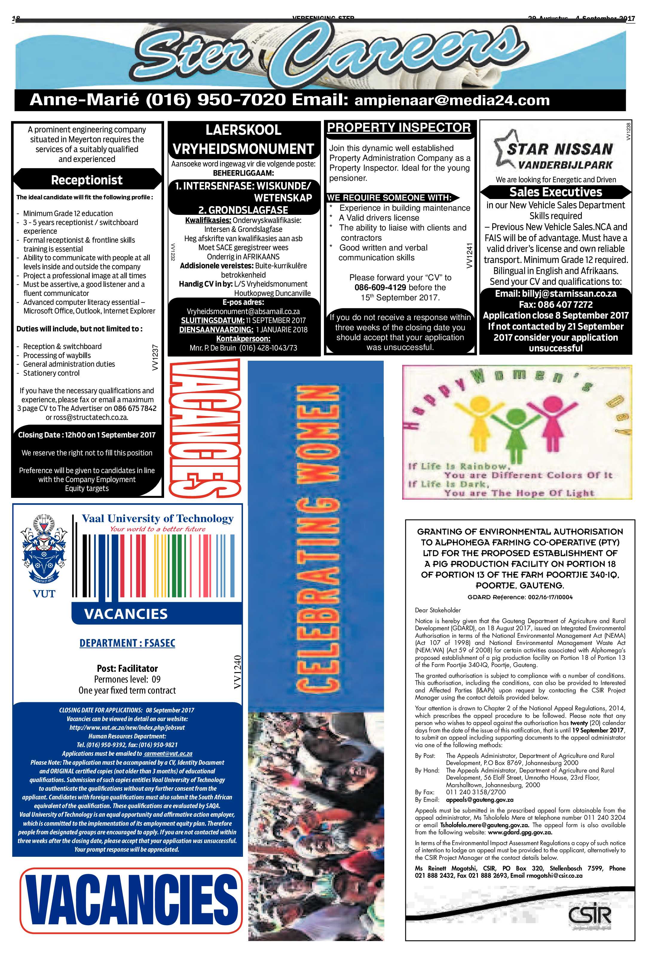 Vereeniging Ster 29 Augustus – 4 September 2017 page 18