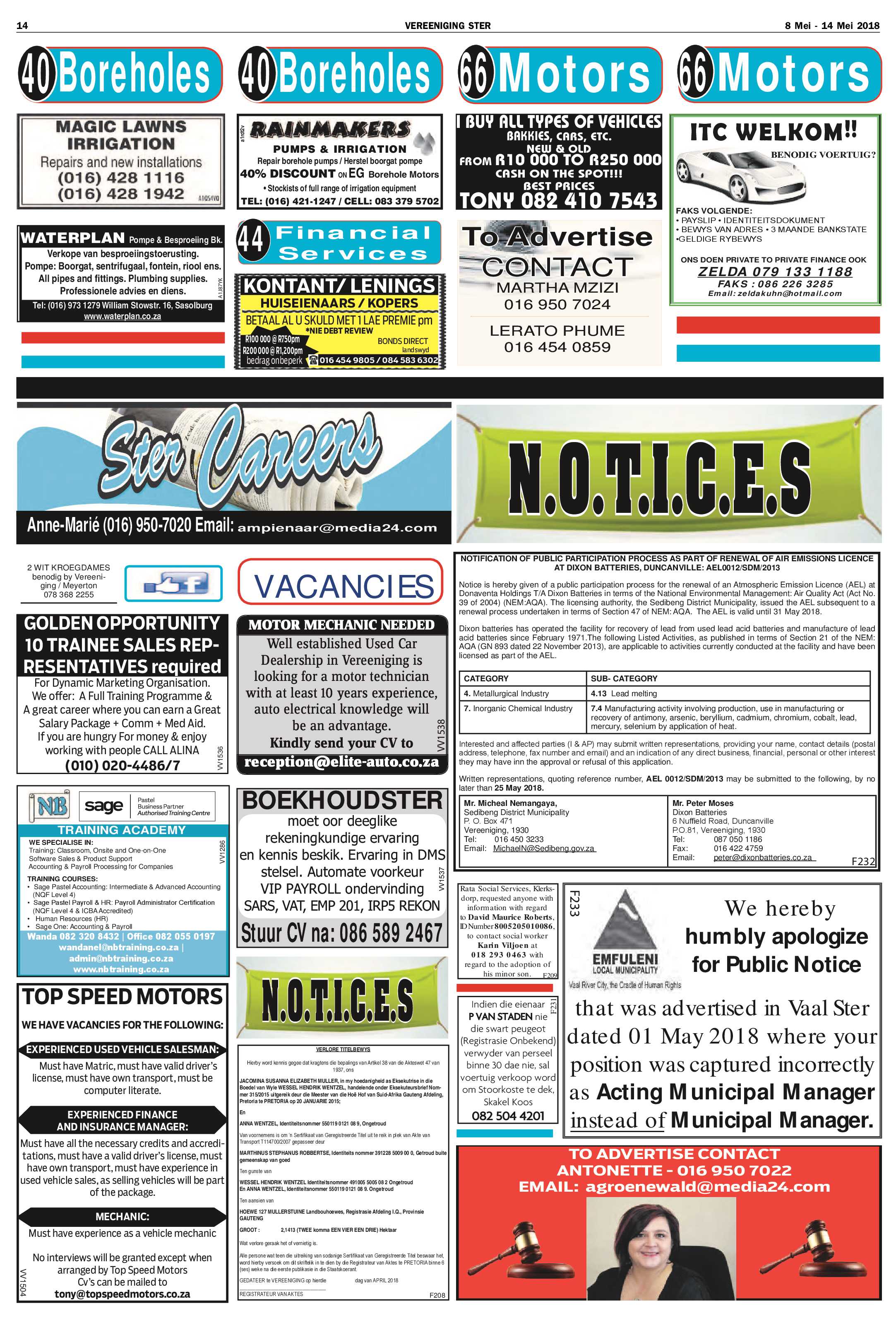 Vereeniging Ster 8 – 14 Mei 2018 page 14