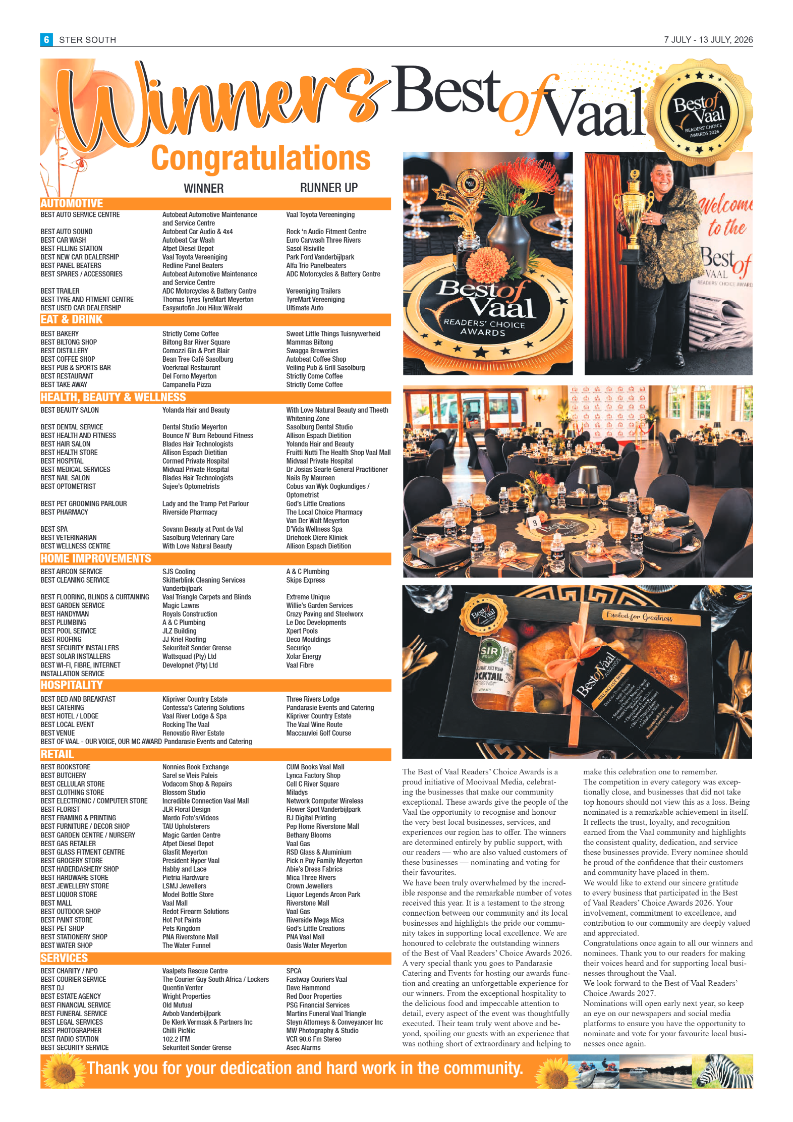 Winners – Best of Vaal 2026 page 1