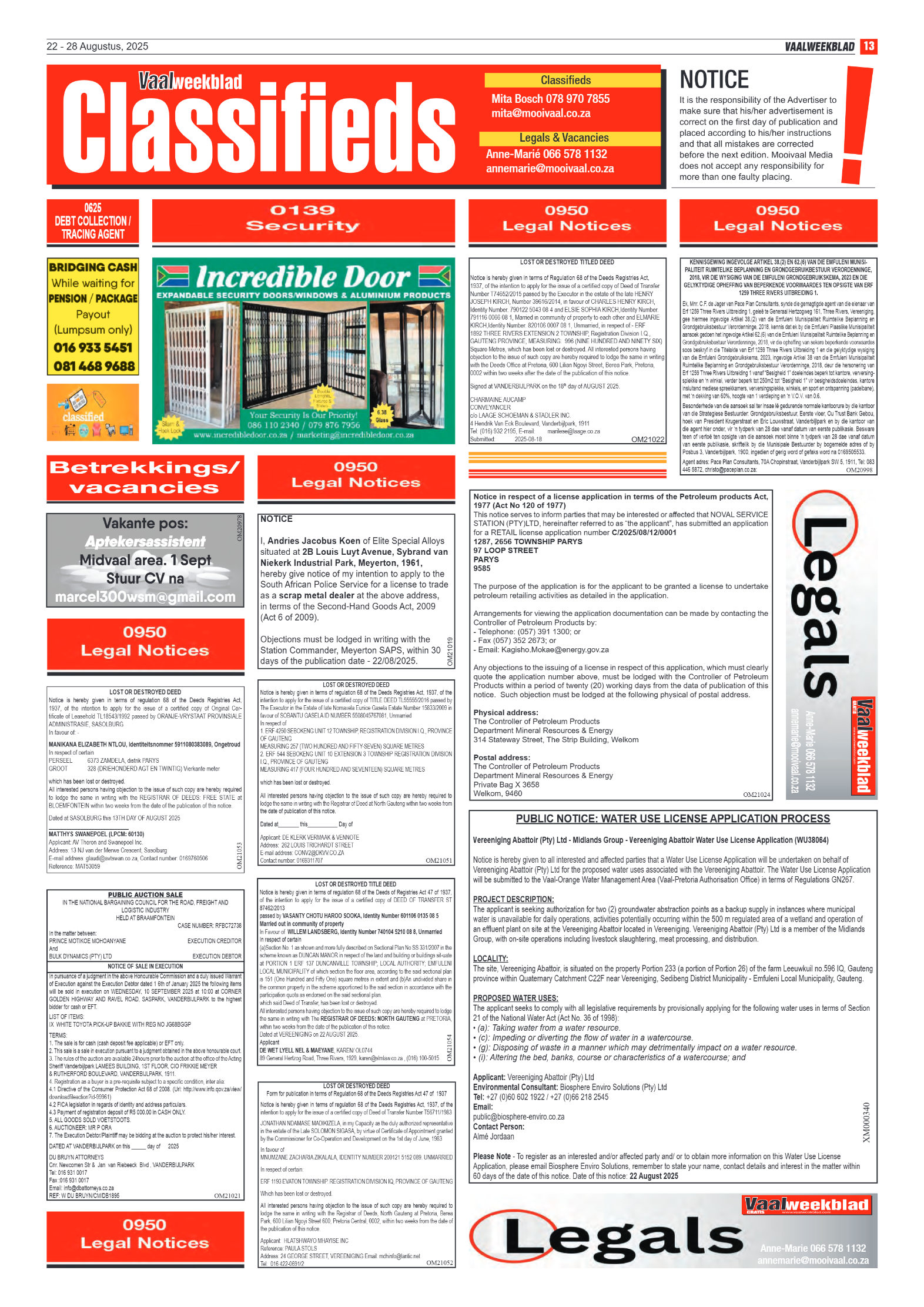 Vaalweekblad 22 – 28 Augustus, 2025 page 13
