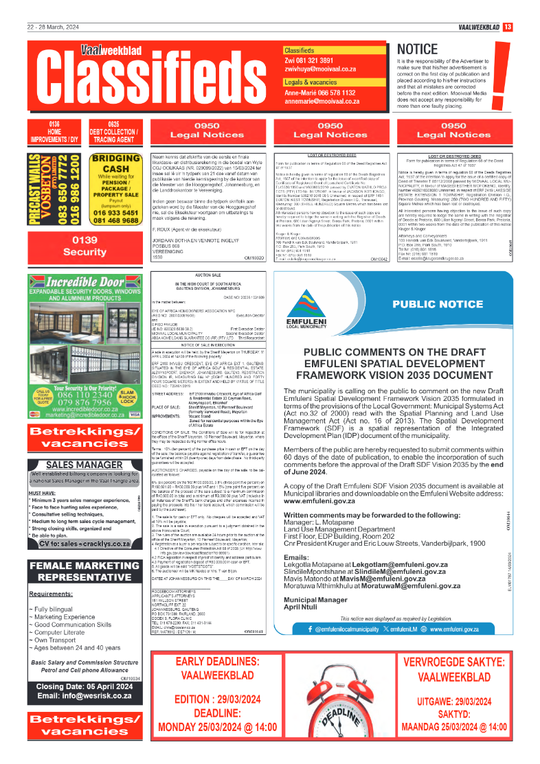 Vaalweekblad 22 – 28 March, 2024 page 13