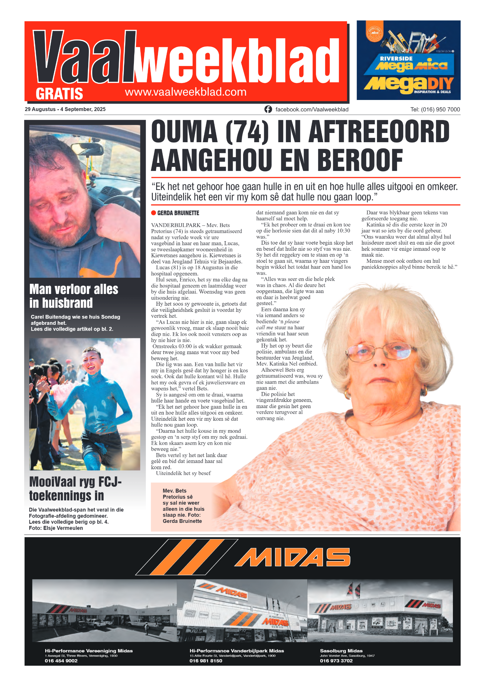 Vaalweekblad 29 Augustus – 4 September, 2025 page 1