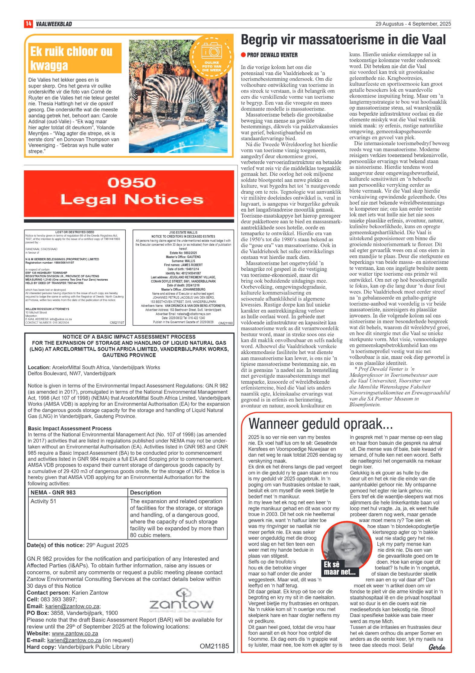 Vaalweekblad 29 Augustus – 4 September, 2025 page 14